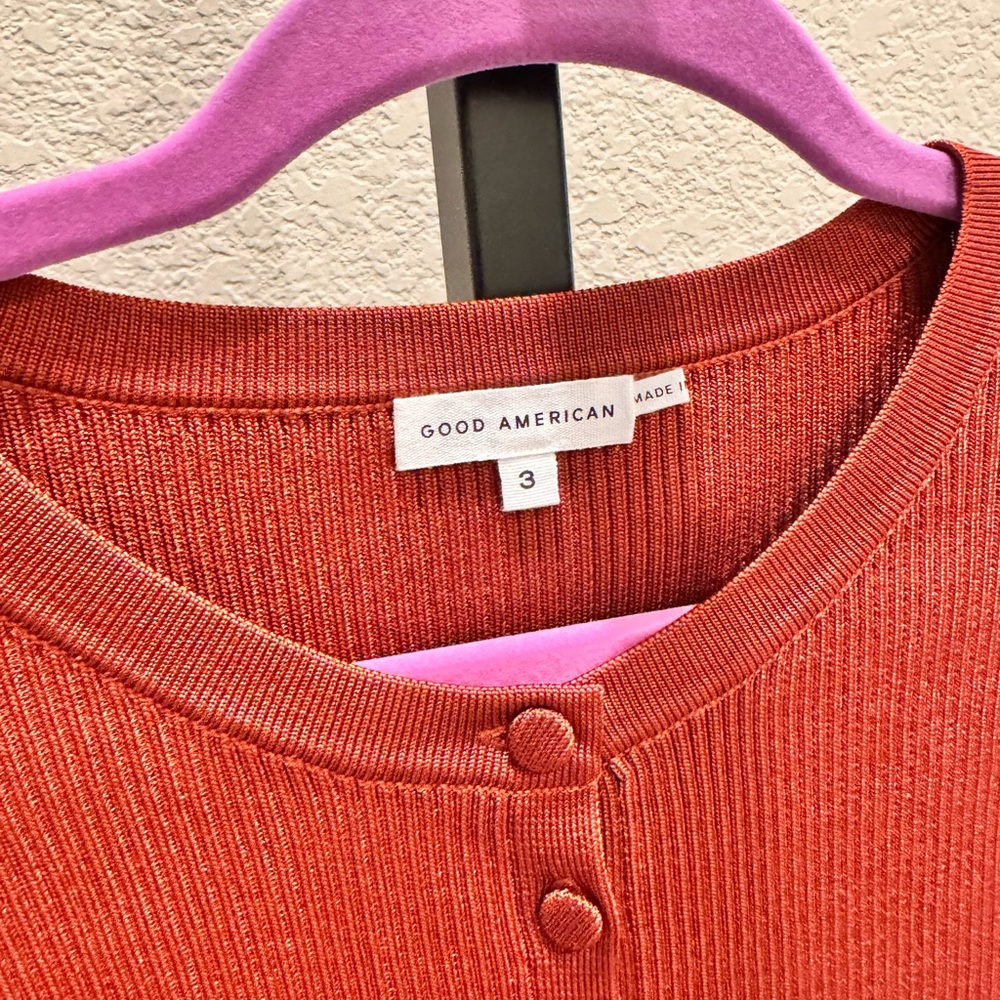 NWT Good American Rust Button-Front Bodysuit NWT - image 7